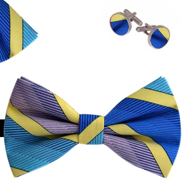 Set papion barbati, batista, butoni,  multicolor, imprimeuri fanteziste